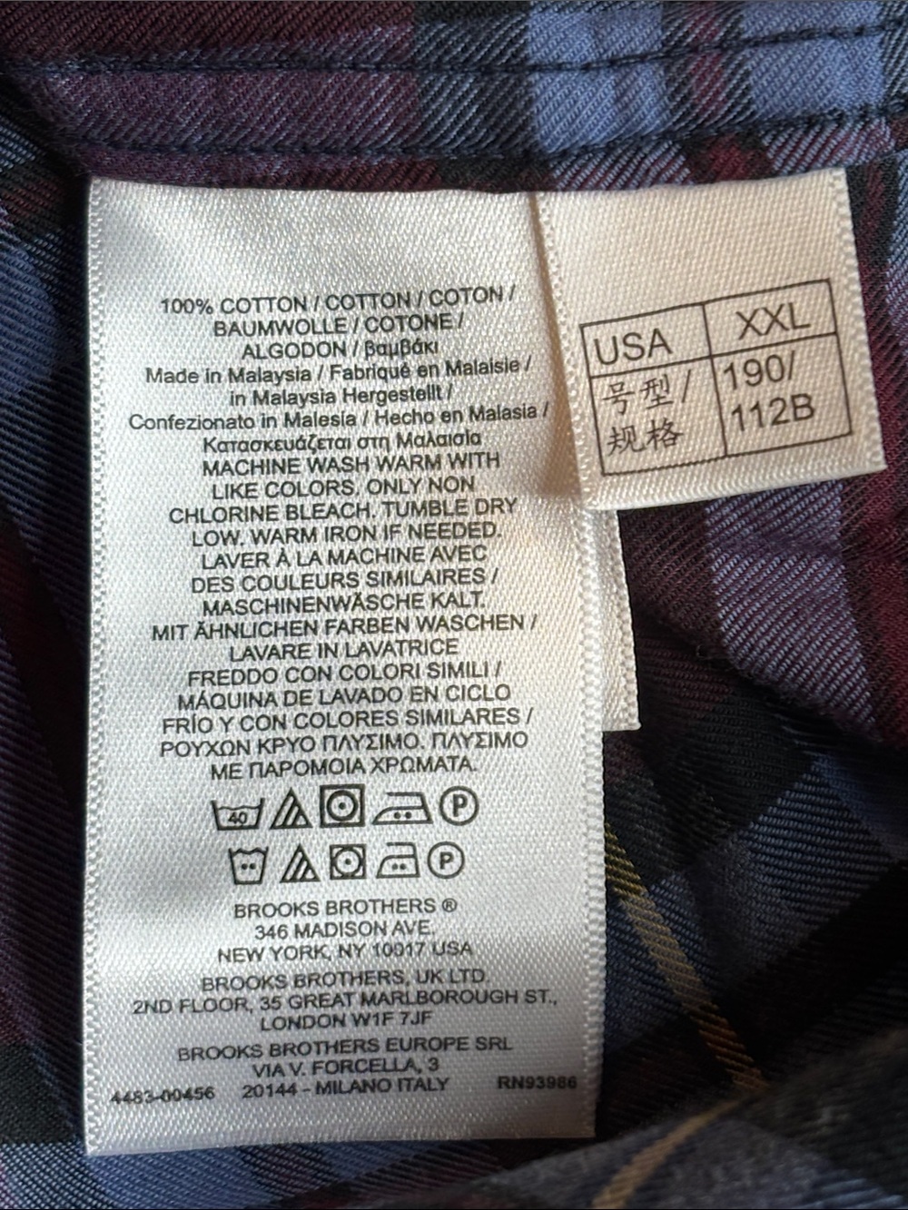 💙Brooks Brothers Plaid Oxford Shirt Mens XXL NWT Button Down Cotton Lightweigt - Picture 9 of 13